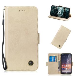 For Nokia 3.2 Retro Horizontal Flip PU Leather Case with Card Slots & Holder(Gold)