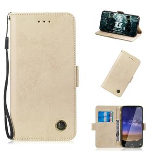 For Nokia 2.2 Retro Horizontal Flip PU Leather Case with Card Slots & Holder(Gold)