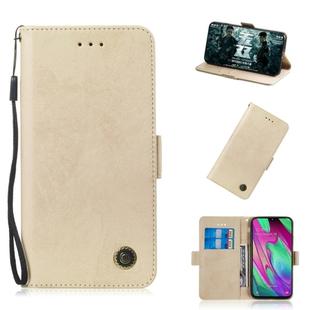 For Galaxy A40 Retro Horizontal Flip PU Leather Case with Card Slots & Holder(Gold)