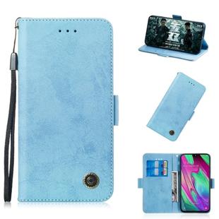 For Galaxy A40 Retro Horizontal Flip PU Leather Case with Card Slots & Holder(Blue)