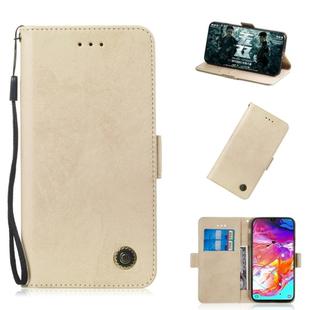 For Galaxy A70 Retro Horizontal Flip PU Leather Case with Card Slots & Holder(Gold)