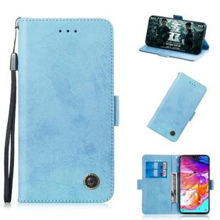 For Galaxy A70 Retro Horizontal Flip PU Leather Case with Card Slots & Holder(Blue)