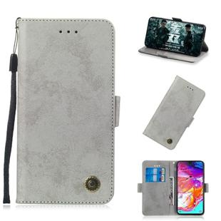 For Galaxy A70 Retro Horizontal Flip PU Leather Case with Card Slots & Holder(Gray)