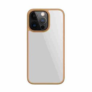 Mutural Jiantou Series Electroplating PC + Frosted TPU Shockproof Protective Case For iPhone 13 Pro(Gold)