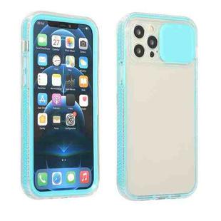 Sliding Camera Cover Design Shockproof TPU Frame + Clear PC Case For iPhone 13(Baby Blue)