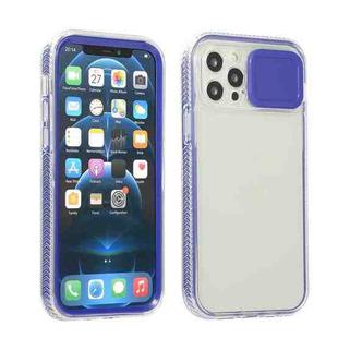 Sliding Camera Cover Design Shockproof TPU Frame + Clear PC Case For iPhone 13 Pro(Dark Blue)