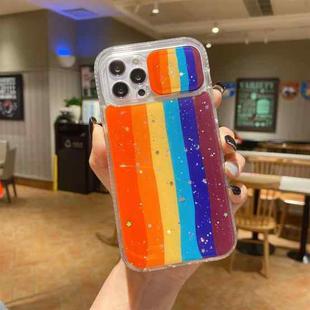 Sliding Camera Cover Design Rainbow Epoxy TPU + PC Shockproof Case For iPhone 12 Pro Max(Rainbow Pattern 2)