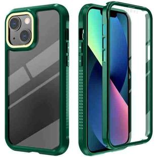 For iPhone 13 mini C1 2 in 1 Shockproof TPU + PC Protective Case with PET Screen Protector (Dark Green)