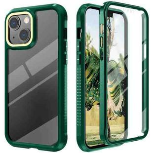 For iPhone 13 Pro C1 2 in 1 Shockproof TPU + PC Protective Case with PET Screen Protector (Dark Green)