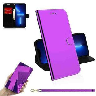 For iPhone 13 Pro Imitated Mirror Surface Horizontal Flip Leather Case with Holder & Card Slots & Wallet & Lanyard (Purple)