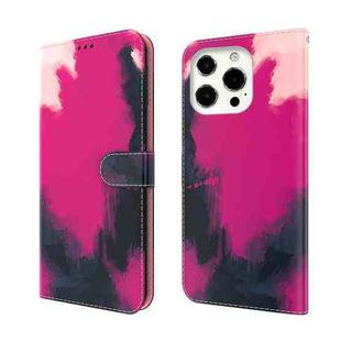 For iPhone 13 Pro Watercolor Pattern Horizontal Flip Leather Case with Holder & Card Slot & Wallet (Berry Color)