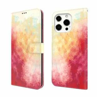 For iPhone 13 Pro Watercolor Pattern Horizontal Flip Leather Case with Holder & Card Slot & Wallet (Spring Cherry)