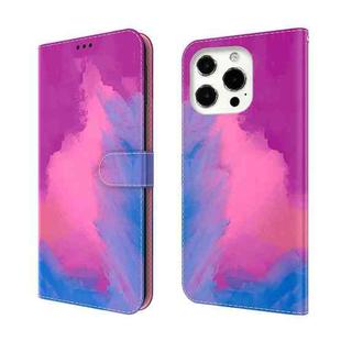 For iPhone 13 Pro Watercolor Pattern Horizontal Flip Leather Case with Holder & Card Slot & Wallet (Purple Red)