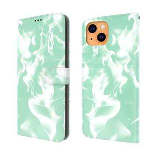 For iPhone 13 Cloud Fog Pattern Horizontal Flip Leather Case with Holder & Card Slot & Wallet(Mint Green)