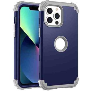 For iPhone 13 mini 3 in 1 Shockproof PC + Silicone Protective Case (Navy Blue + Grey)