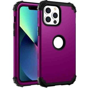 For iPhone 13 mini 3 in 1 Shockproof PC + Silicone Protective Case (Dark Purple + Black)