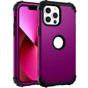 For iPhone 13 3 in 1 Shockproof PC + Silicone Protective Case(Dark Purple + Black)