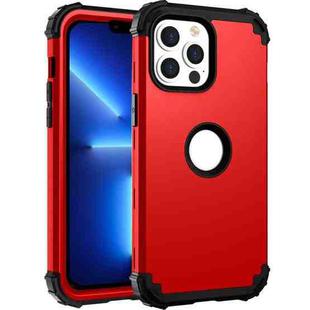 For iPhone 13 Pro 3 in 1 Shockproof PC + Silicone Protective Case (Red + Black)