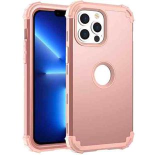 For iPhone 13 Pro 3 in 1 Shockproof PC + Silicone Protective Case (Rose Gold)