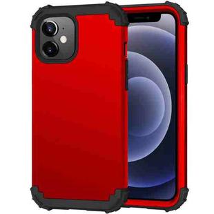 For iPhone 12 mini 3 in 1 Shockproof PC + Silicone Protective Case (Red + Black)