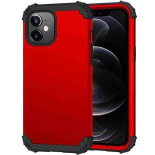 For iPhone 12 / 12 Pro 3 in 1 Shockproof PC + Silicone Protective Case(Red + Black)
