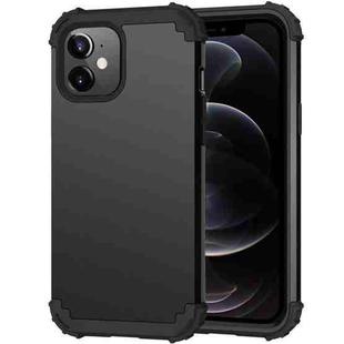 For iPhone 12 / 12 Pro 3 in 1 Shockproof PC + Silicone Protective Case(Black)