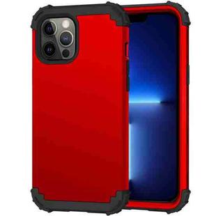 For iPhone 13 Pro Max 3 in 1 Shockproof PC + Silicone Protective Case For iPhone 12 Pro Max(Red + Black)