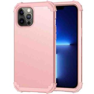 For iPhone 13 Pro Max 3 in 1 Shockproof PC + Silicone Protective Case For iPhone 12 Pro Max(Rose Gold)