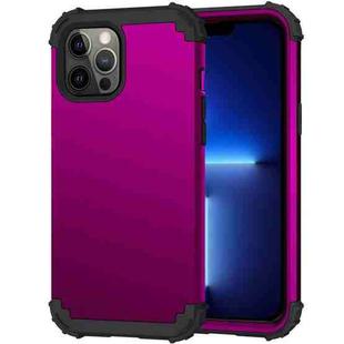 For iPhone 13 Pro Max 3 in 1 Shockproof PC + Silicone Protective Case For iPhone 12 Pro Max(Dark Purple + Black)