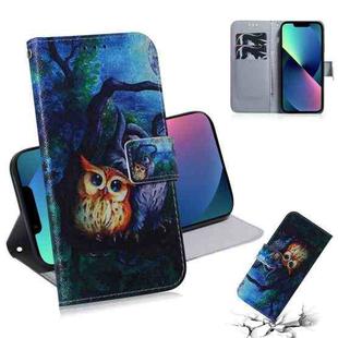 For iPhone 13 mini Coloured Drawing Horizontal Flip Leather Case, with Holder & Card Slots & Wallet (Oil Painting Owl)
