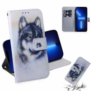 For iPhone 13 Pro Coloured Drawing Horizontal Flip Leather Case, with Holder & Card Slots & Wallet (White Wolf)