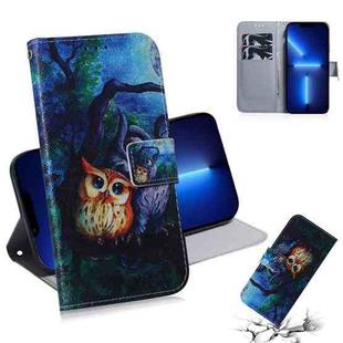 For iPhone 13 Pro Coloured Drawing Horizontal Flip Leather Case, with Holder & Card Slots & Wallet (Oil Painting Owl)
