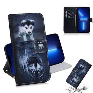 For iPhone 13 Pro Coloured Drawing Horizontal Flip Leather Case, with Holder & Card Slots & Wallet (Wolf and Dog)