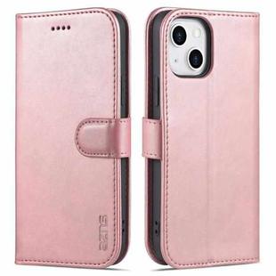 For iPhone 13 AZNS Skin Feel Calf Texture Horizontal Flip Leather Case with Card Slots & Holder & Wallet(Rose Gold)