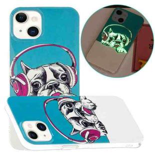 For iPhone 13 mini Luminous TPU Soft Protective Case (Headset Dog)