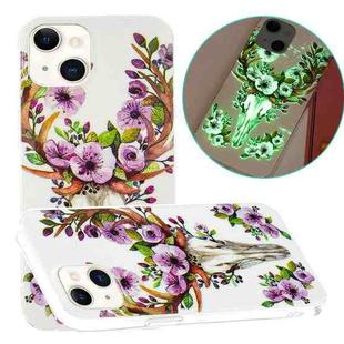 For iPhone 13 Luminous TPU Soft Protective Case(Flower Deer)