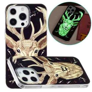 For iPhone 13 Pro Luminous TPU Soft Protective Case (Deer Head)