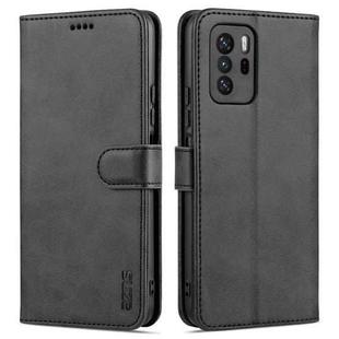 For Xiaomi Redmi Note 10 Pro 5G AZNS Skin Feel Calf Texture Horizontal Flip Leather Case with Card Slots & Holder & Wallet(Black)