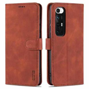 For Xiaomi Mi 10S AZNS Skin Feel Calf Texture Horizontal Flip Leather Case with Card Slots & Holder & Wallet(Brown)