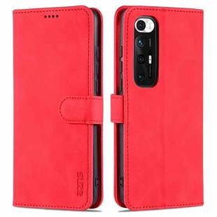 For Xiaomi Mi 10S AZNS Skin Feel Calf Texture Horizontal Flip Leather Case with Card Slots & Holder & Wallet(Red)