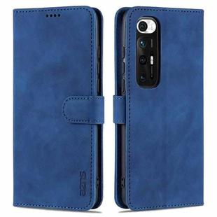 For Xiaomi Mi 10S AZNS Skin Feel Calf Texture Horizontal Flip Leather Case with Card Slots & Holder & Wallet(Blue)