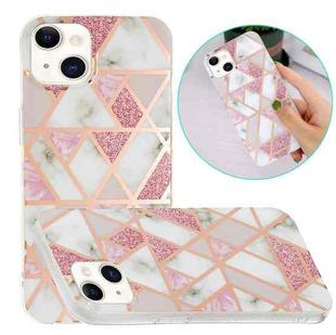 For iPhone 13 Electroplating TPU Protective Case(Pink White Rhombus)