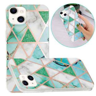 For iPhone 13 Electroplating TPU Protective Case(Green White Rhombus)