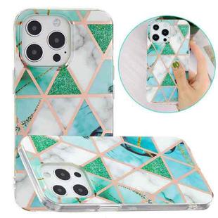 For iPhone 13 Pro Electroplating TPU Protective Case (Green White Rhombus)