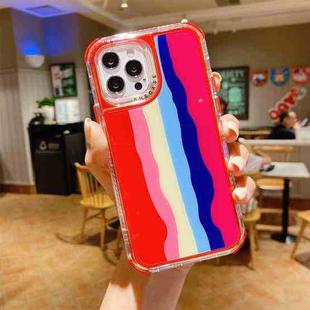 Rainbow TPU + PC Glass Shockproof Case For iPhone 12 / 12 Pro(Rainbow Pattern Red)
