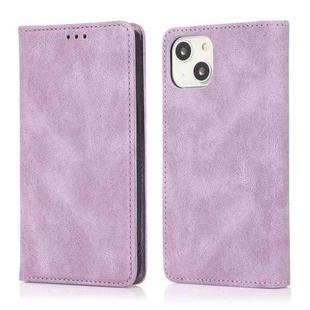 For iPhone 13 Strong Magnetic Crazy Horse Texture Horizontal Flip Leather Case with Holder & Card Slots & Wallet(Purple)