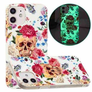 For iPhone 12 mini Luminous TPU Pattern Soft Protective Case (Red Flower Skull)