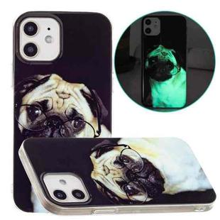 For iPhone 12 / 12 Pro Luminous TPU Pattern Soft Protective Case(Glasses Dog)
