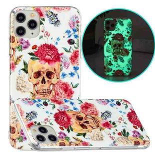 For iPhone 11 Pro Max Luminous TPU Pattern Soft Protective Case (Red Flower Skull)