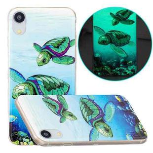 For iPhone XR Luminous TPU Pattern Soft Protective Case(Sea Turtle)